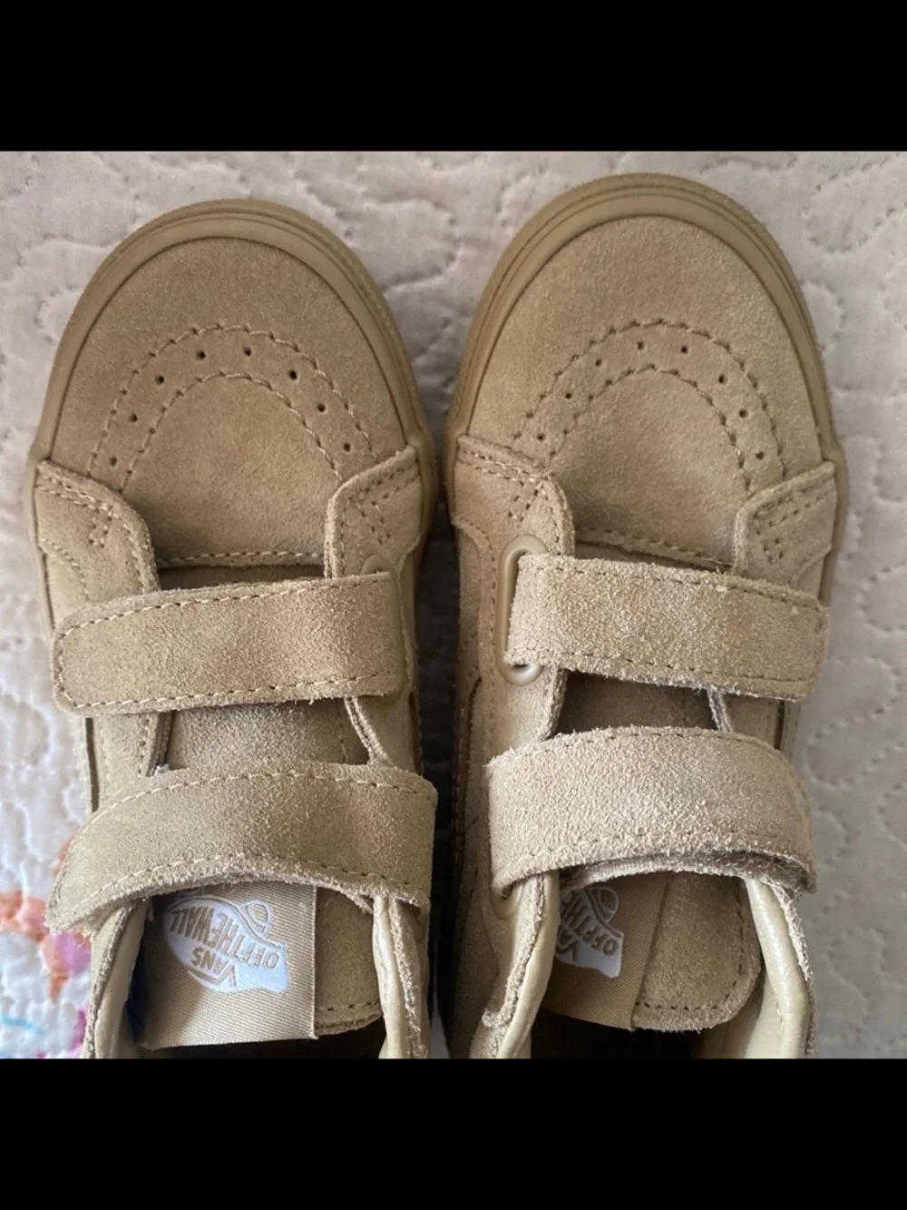 Vans Kids High-Top Velcro Sneakers in Beige